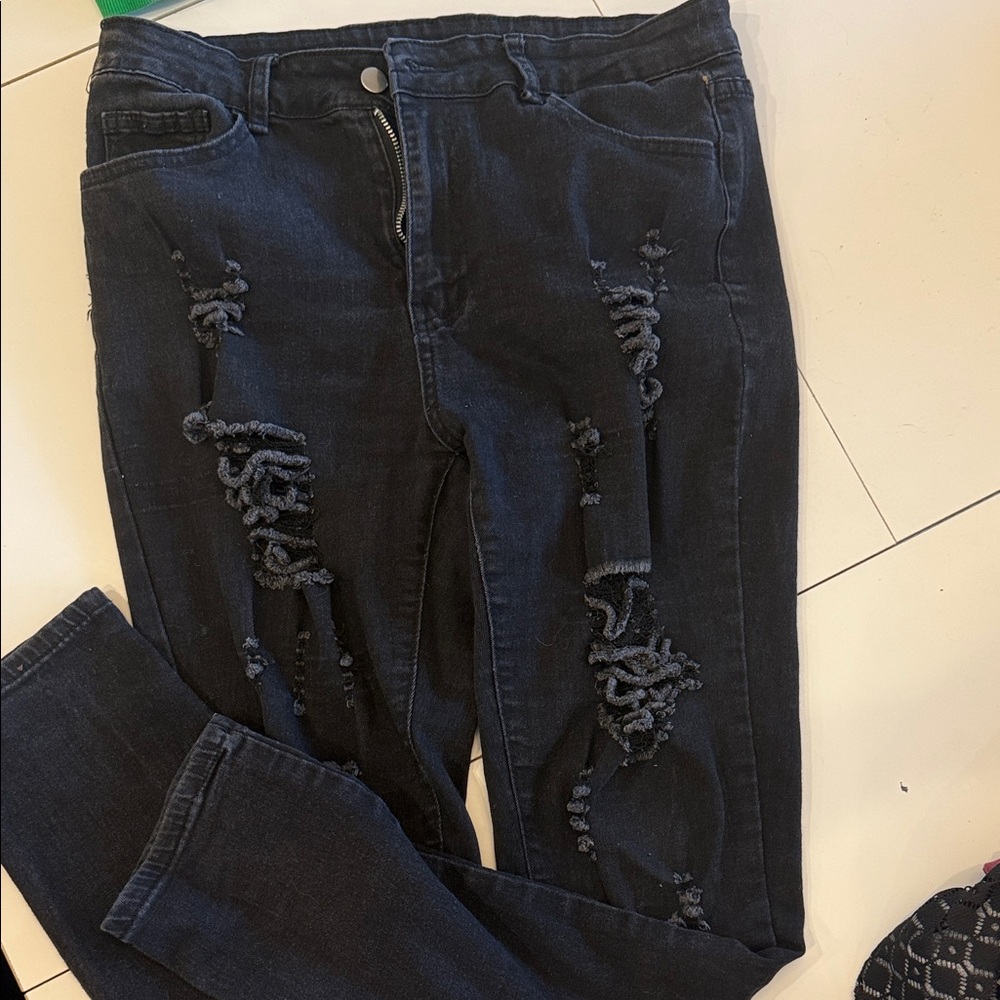 Women’s Stretch Skinny Distressed Black Women Jeans High Waisted